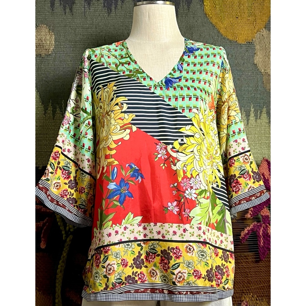 Johnny Was Fabi Silk Blouse Top XS